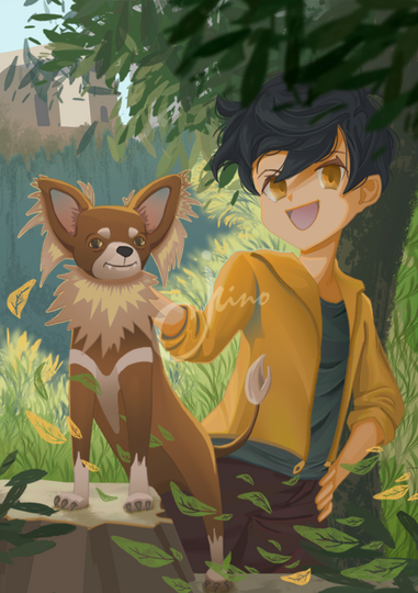 Portrait design with your pet in the anime pokemon style